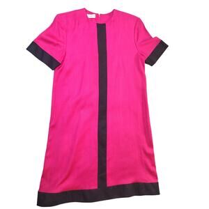 Vtg Ildi Marshall 80s Mod Colorblock Dress Pink Navy Lined Size 8 USA Made